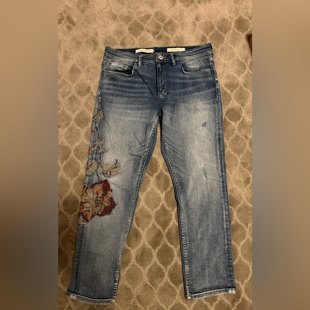 Pilcro Embroidered Blue Jeans